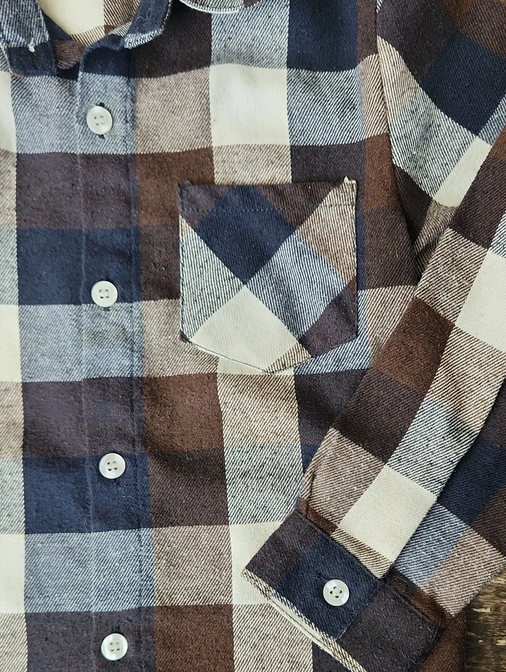 Boy's Long Sleeved Button Up Flannel Shirt